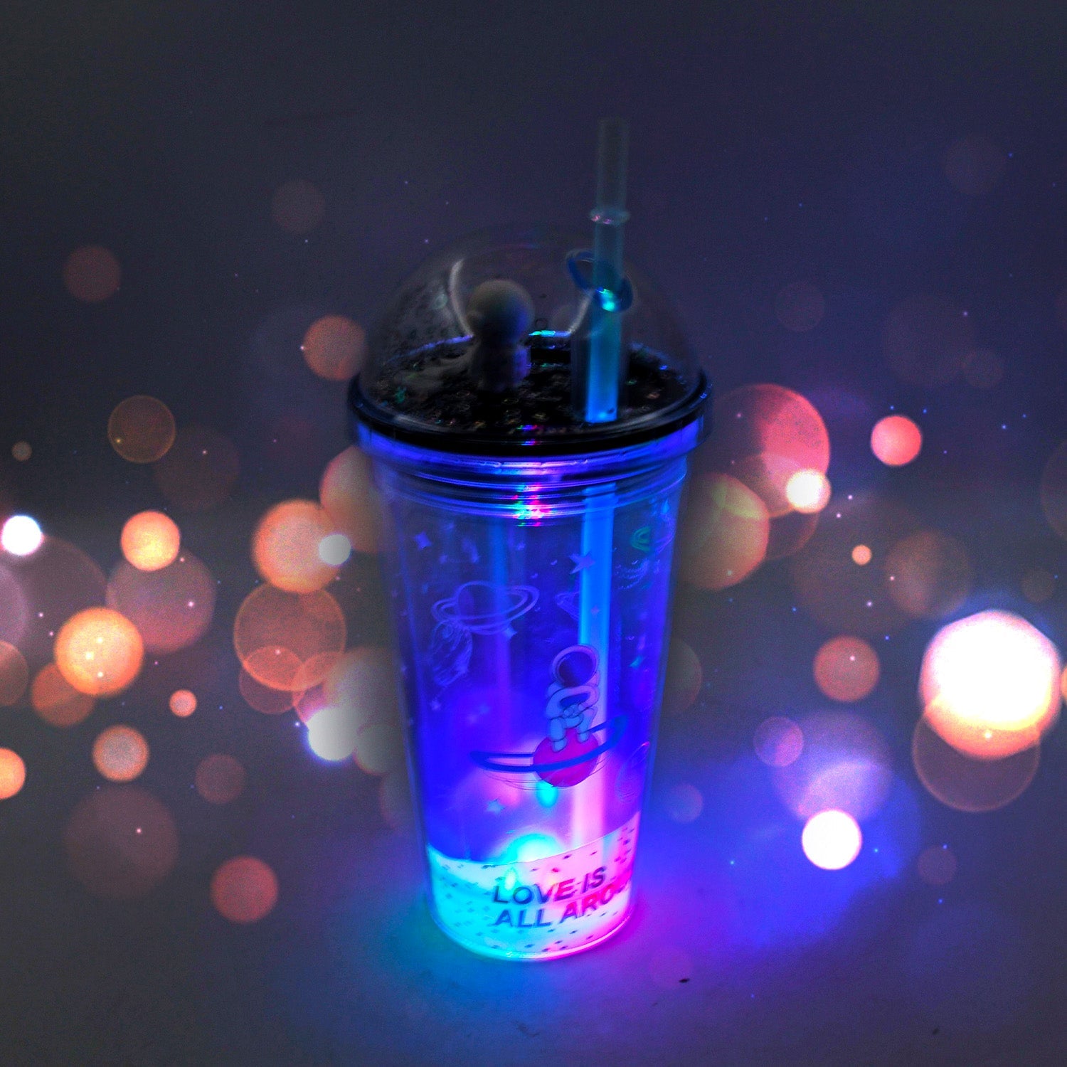 6883B LED Glow Light, Design Printed Insulated Double Wall Plastic Tumbler Cups With Straws 13oz Theming Astronaut in Space Travel Tumbler Freezer Mug Drinking Cups for Boys and Girls School/Tuition/Gym/ Picnic (Pack Of 1) 6883B LED Glow Light, Design Printed Insulated Double Wall Plastic Tumbler Cups With Straws 13oz Theming Astronaut in Space Travel Tumbler Freezer Mug Drinking Cups for Boys and Girls School/Tuition/Gym/ Picnic (Pack Of 1)